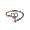 Anillo de Corazón Rosa con Diamantes Mismo Estilo que el Libro Rojo para Mujeres Anillo Abierto de Nicho Ins para Estudiantes para Regalar a Chicas Regalos de San Valentín