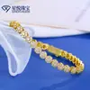 Pulseira de Moissanita Transfronteiriça para Meninas Corrente de Tênis Banhada a Prata Dourada Joia de Mão com Temperamento Simples Venda por Atacado