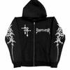 Suéter tipo cárdigan oscuro con estampado de calavera y cruz, estilo europeo y americano, chaqueta con capucha Y2K para hombre, 2025