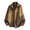 Camisa de color block con cuello y corte holgado para hombre, nueva chaqueta de estilo workwear vintage de otoño, top casual versátil