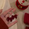 Pendientes de lazo de terciopelo rojo festivo, elegantes y dulces pendientes de flores para mujer, pendientes largos con borlas, pendientes de otoño e invierno.