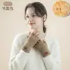 Guantes Gruesos sin Dedos para Mujer para Otoño e Invierno, Tejidos con Forro Polar, de Medio Dedo, a Prueba de Frío, Cálidos, Guantes de Medio Dedo de Doble Capa para Escribir