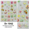 Manicura de Flores Silvestres Coloridas de Primavera Pegatinas en Relieve Pintura al Óleo Romántica Frescas Simples Lindas Pegatinas para Uñas Estilo Nuevo