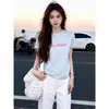 Camiseta Redonda de Manga Curta Estilosa e Versátil para Verão, Estilo Street Style com Personalidade, Slim Fit, Estilo Garota Popular Pura Vontade, Top Ins