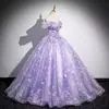Elegante Color Morado Gasa 2026 Nuevo Estilo Temperamento Un Hombro Solo Vocal Arte Examen Actuación Reunión Anual Anfitrión Vestido Formal