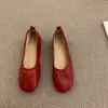 Sapatos femininos planos vermelhos estilo vovó 2023 slip-on primavera-verão mocassins casuais suaves para o trabalho