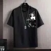 Camiseta de manga corta de seda helada para hombre 2024 nuevo verano fina secado rápido blanca media manga moderna holgada top de alta gama