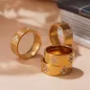 Anillo Xinyixinxin Estilo Ins con Garras Incrustaciones de Circonita Flor de Ciruelo Acero Inoxidable Chapado en Oro Real de 18K Joyería Simple de Moda Que No Se Desvanece