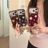 Diseño simple de estrella de cinco puntas con purpurina y salpicaduras de tinta, adecuado para fundas de teléfono iPhone 17, Apple 18 Pro Max, serie 15, resistente a caídas, serie 16, con cordón