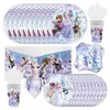 Decoraciones para Fiesta Temática de Hielo Blanco Fiesta de Cumpleaños Platos de Papel Vasos de Papel Servilletas de Papel Mantel Cuchillo Tenedor Cuchara Set de Fiesta