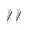 Pendientes de Línea de Moda para Mujer, Diseño Sencillo de Nicho, Pendientes de Hilo con Fila de Diamantes de Circonita Redonda, Lujo Accesible Pendientes de Plata de Ley S925