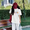Camiseta de Algodón Puro Talla Grande Americana de Manga Corta para Mujer 2025 Nuevo Verano Holgada de Media Manga Moda y Versátil Ropa