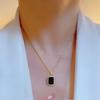 Collar de circonita cuadrada negra de oro real bañado en cobre, diseño de nicho de moda, cadena de suéter cuadrada, simple y versátil, cuadrado