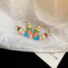 Hebilla de Oreja de Amor con Goteo de Aceite Chapada en Oro Real Pendientes de Diseño Francés de Nicho de Lujo Ligero Pendientes de Moda Retro Elegantes para Mujer