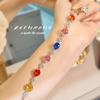 Pulsera Arcoíris Elegante de Nuevo Estilo Lujo Ligero Versátil Verano Dopamina Diamante de Alto Carbono Caramelo Cristal Pulsera Joyería para Mujeres