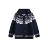 Yidao Vintage 2026 Otoño Nuevo Retro Americano Jacquard Fair Isle Botón de Cuerno Cárdigan con Capucha Chaqueta de Punto