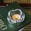 Portavelas de Cristal Simple Nórdico de Cinco Hojas Decoración Romántica Estilo Vintage Ins Regalo de Cumpleaños Expresión de Ambiente Transparente