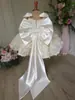 Vestido para niña con flores de rosa, vestido de princesa para el cumpleaños del bebé, vestido navideño sin mangas con cola de lazo para niñas