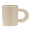 Taza Taza de Cerámica Taza de Esmalte de Sésamo Venta al por Mayor Taza de Café de Gran Capacidad Taza de Agua para el Hogar Taza Recta con Asa Retorcida