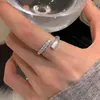Anel Fino de Diamante para Mulheres, Estilo Japonês e K, Círculo Fino de Nicho, Pequeno Anel de Diamante, Abertura Exquisita, Anel Aberto de Ouro Empilhável