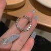 Unos pocos anillos de plata rota ~ anillos de cuentas brillantes para mujer, personalidad de Instagram, alto sentido, apertura ajustable, nuevo anillo 2022