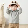 Camisa Polo para bebé, ropa infantil para niños, top de bebé con cuello camisero, nuevo estilo de otoño, camiseta básica versátil de color liso suave, manga larga