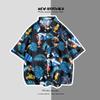 Colgante fuera de la camisa hombres ruffian playa americana guapo retro sabor Hong Kong vintage antiguo floral camisa moda al por mayor