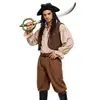 Fantasia Completa de Casal Pirata Cosplay Halloween Estilo Capitão Jack Sparrow para Homens e Mulheres para Peças de Teatro e Festas