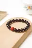 Madera de Palisandro Rosa de Hoja Pequeña India Material Viejo DIY Perla Roja del Sur 15mm Diseño Círculo Único Pulsera de Cuentas Budistas para Hombre y Mujer Venta al por Mayor