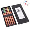 Palillos de Madera Afilados Estilo Japonés Domésticos Otoño Cuchillo Palillos para Pescado Cinco Pares Juego de Regalo Palillos 23cm Venta al por Mayor Logo Impreso