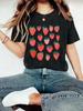 Camiseta de verano con estampado de fresas para mujer de Amazon Europa y Estados Unidos, cuello redondo, manga corta, informal, de moda, con explosión de comercio exterior