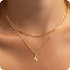 Amazon Transfronterizo Nuevo Collar con Colgante de 26 Letras de Oro de 18K Cadena de Clavícula en Capas Moderna y Exquisita Juego de Dos Piezas para Mujer