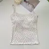 Camisola Estampada de Seda Helada de Verano 2024 Estilo Japonés Floral con Encaje Pequeña Camisola Top para Usar por Fuera para Mujeres