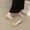 Sapatos de Salto Alto Fino, Sandálias de Tira Única Estilo Francês, Sapatos Femininos para Uso Externo, Sandálias Simples e Elegantes para o Verão de 2026 para Combinar com Saias