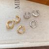 Conjunto de Três Peças de Brincos de Clipe Irregulares Redondos Metálicos Europeus e Americanos, Ear Cuffs da Moda e Simples, Brincos de Design Exclusivo para Mulheres