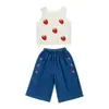Conjunto de Verano 2026 para Niñas Nuevo Elegante Dulce Ropa de Verano para Niños Moda Delgada de Mezclilla Conjunto de Dos Piezas