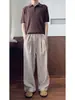 Pantalones de traje a rayas plisados estilo Old Money para hombre, pantalones casuales rectos de verano fluidos, pantalones anchos relajados y holgados tipo Yamamoto