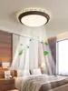 Lámpara ventilador sin aspas lámpara de dormitorio moderna simple redonda lámpara de techo personalidad minimalista ventilador silencioso inteligente lámpara de ventilador invisible