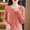 Nueva Chaqueta Exterior de Manga Larga de Otoño e Invierno Cárdigan de Lana Chaqueta de Punto para Mujer Cuello Redondo Chaqueta Base de Punto