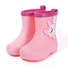Botas de lluvia para niños al por mayor de fábrica, botas de lluvia antideslizantes impermeables con forro polar y dibujos animados para niños y niñas de jardín de infantes.
