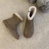 Versión de Cuero Genuino de Botines Cortos Birkenstock de Punta Redonda Estilo Bosque de Patatita Fea para Mujer, Botas de Nieve Cálidas Forradas con Lana de Cordero
