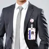 Portatarjetas retráctil de fácil extracción para control de acceso, identificación de estudiante, pase de autobús, gafete de empleado, cordón para el cuello, credencial de identificación, funda protectora para gafete de fábrica