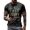 Camiseta Masculina Manga Curta Gola Redonda Estampa Digital 3D Pod/Jit/Transfronteiriça