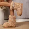 Botines Retro de Ante Cálidos de Corte Bajo para Otoño/Invierno 2026 Zapatos de Algodón Antideslizantes Botas de Nieve Peludas para Mujer