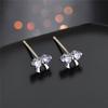 Aretes Minimalistas Mini Moño Incrustación Circonita AAA Combinables Aretes de Estudiante Minimalistas Aretes de Rubí Sintético