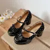 Sapatos Mary Jane plataforma 2026 com saia verão retrô boca rasa sapatos de salto alto femininos poá pequena estatura francesa novo