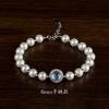 Mercury notas original azul marinho safira prata pérola pulseira leve nicho de luxo estilo francês feminino alto sentido friso anel High sense