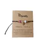 Amazon WISH Explosiones Calientes Pulsera Elástica de Doce Constelaciones Piedra Ojo de Tigre Ágata Pulsera de Cuentas de Color Mixto Tarjeta
