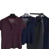 Top de manga corta transpirable moderno con solapa suave para primavera y verano, temperamento perezoso, tejido fino para mujer, OL refrescante retro, punto de 16 agujas P