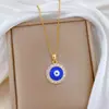 [Acero de Titanio] Ojo de Diablo Redondo Lujo Ligero Lujoso Collar Totalmente de Diamante Cadena para Clavícula Fácil de Combinar para Mujer Cadena de Acero de Titanio